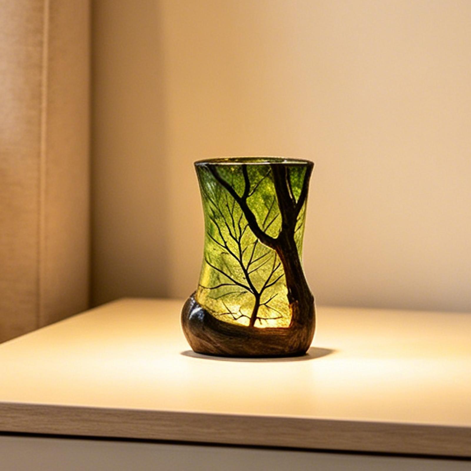 Home Decor Lighting - مصباح طاولة جانبي على شكل غابة،