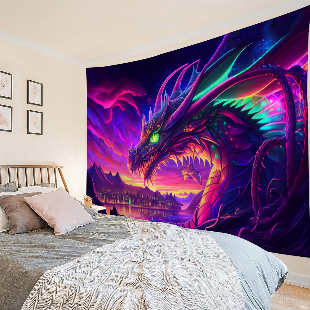 Home Decor Hippie - لوحة جدارية بتصميم ديناصور حالم وسماء