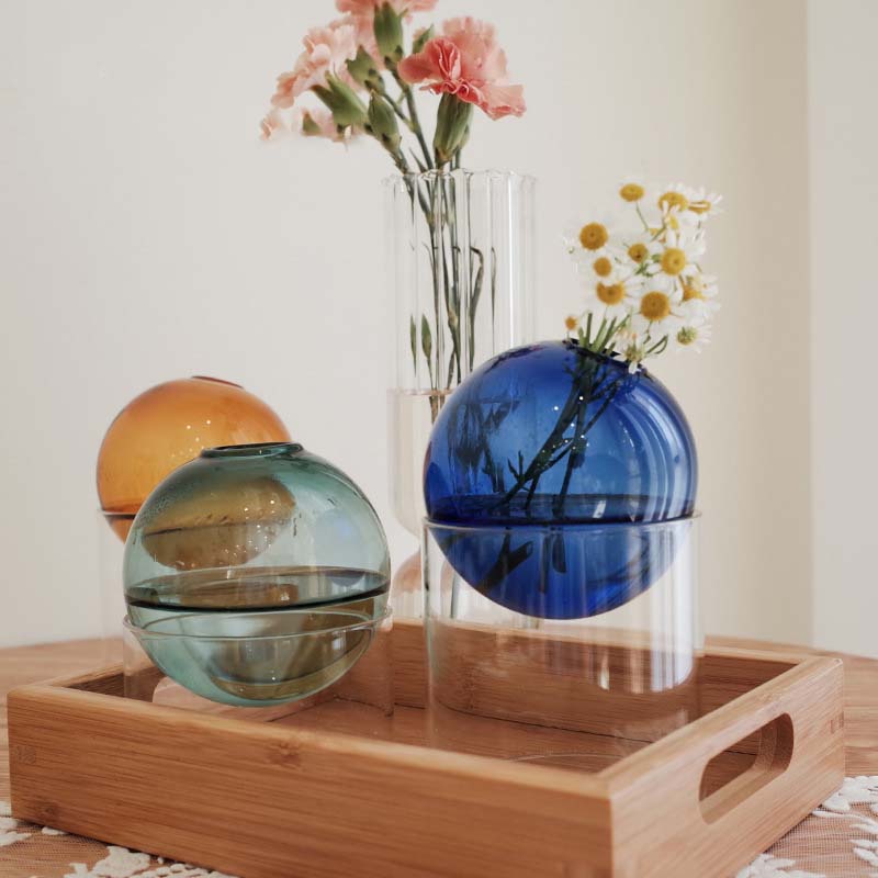 Terrarium Glass Bottle - مزهرية زهور مستديرة صغيرة حاوية مائية