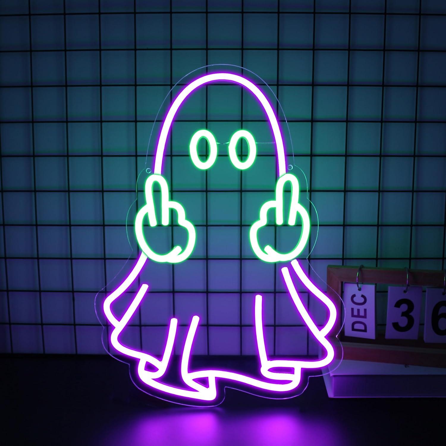 Home Decor Lighting - لافتة نيون على شكل شبح تعمل