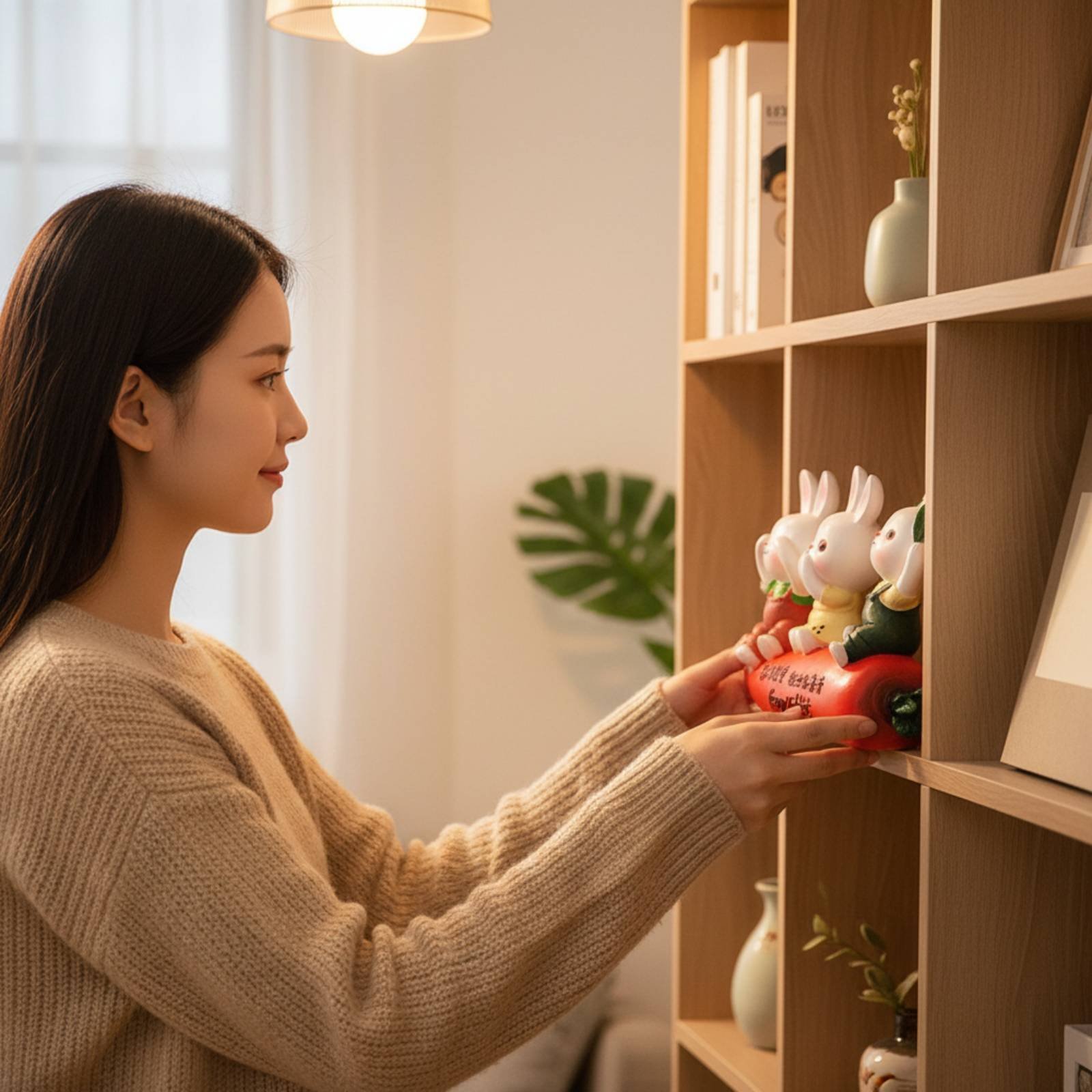 Home Decor Design Ideas - تمثال أرنب من الراتنج بتصميم أوروبي،