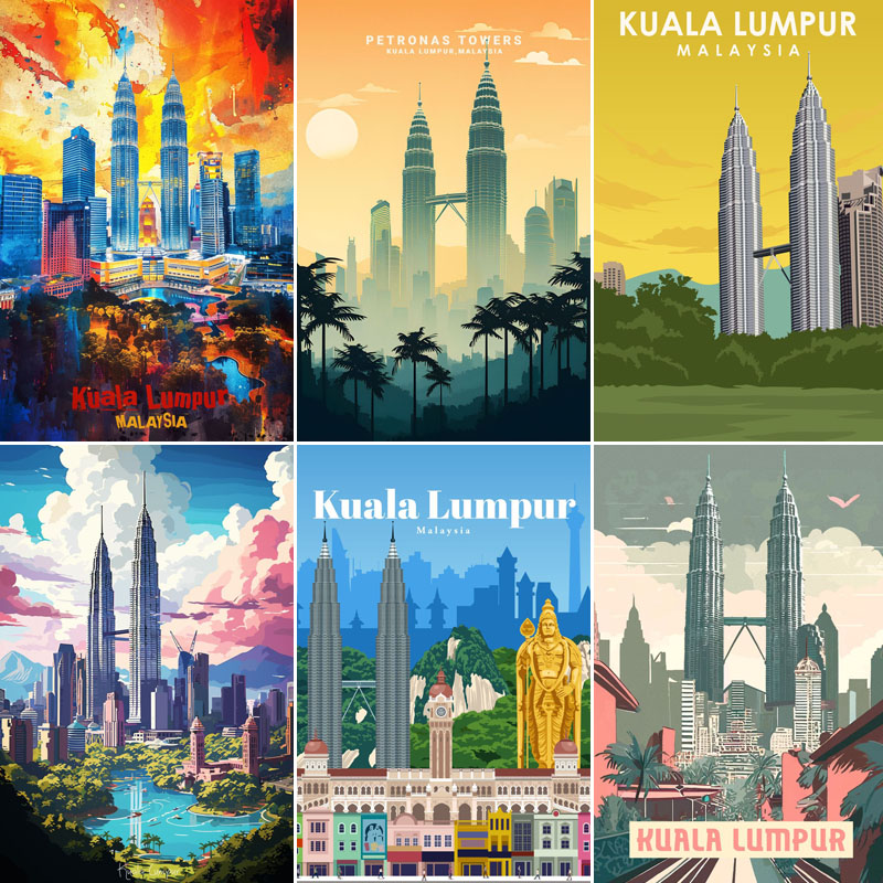 Home Decor Kuala Lumpur - لوحة معدنية بتصميم منظر طبيعي لمدينة