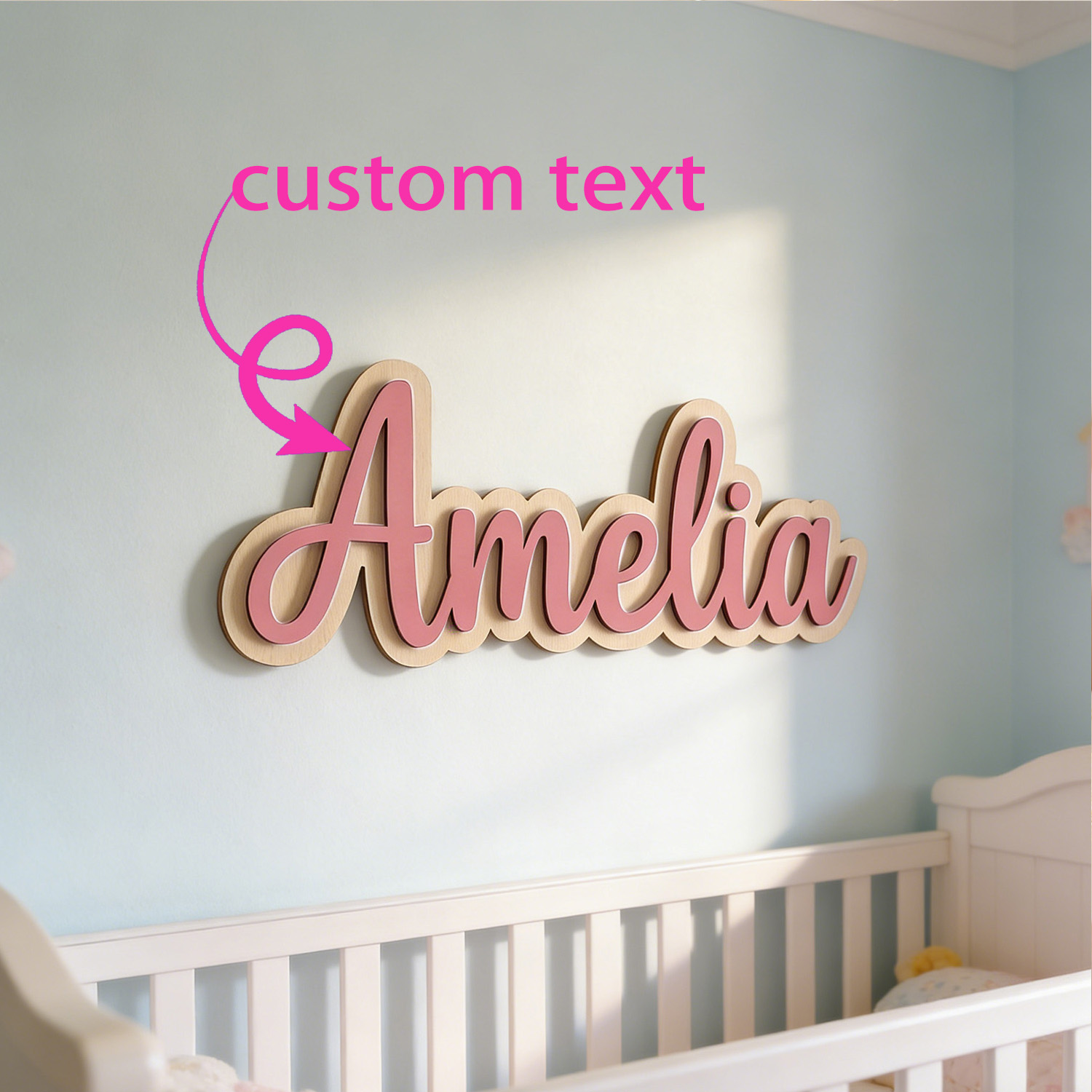 Home Decor Brand - لافتة خشبية مخصصة ذات طبقتين تحمل