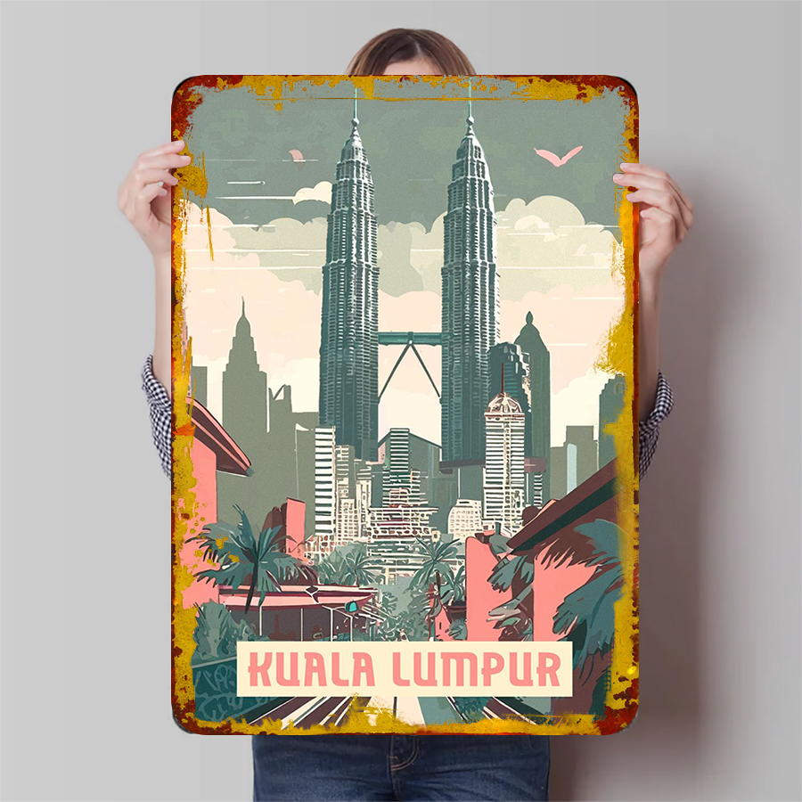 Home Decor Kuala Lumpur - كوالالمبور أفق المعادن جدار الفن التوأم