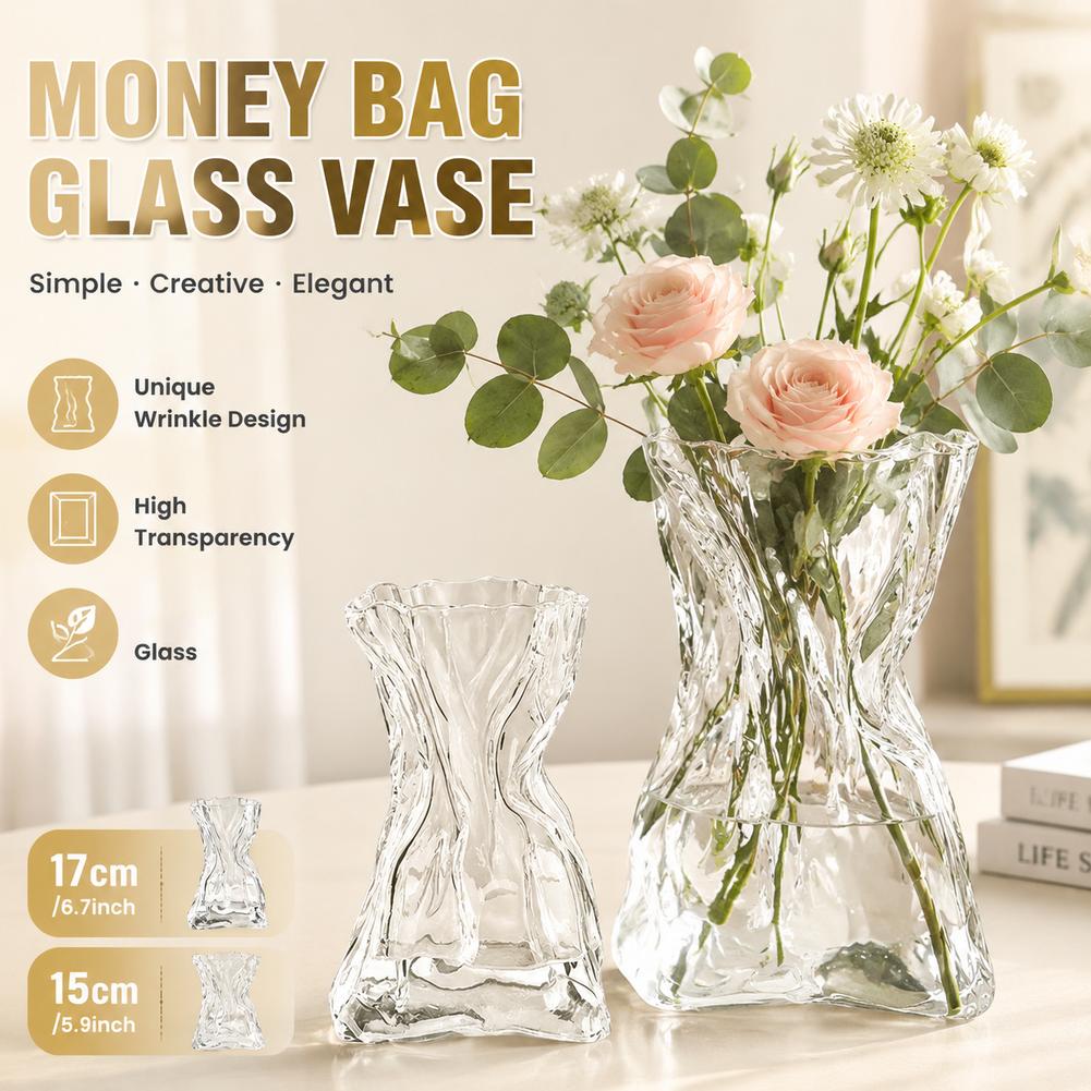Terrarium Glass Bottle - مزهرية زجاجية شفافة بتصميم حقيبة نقود