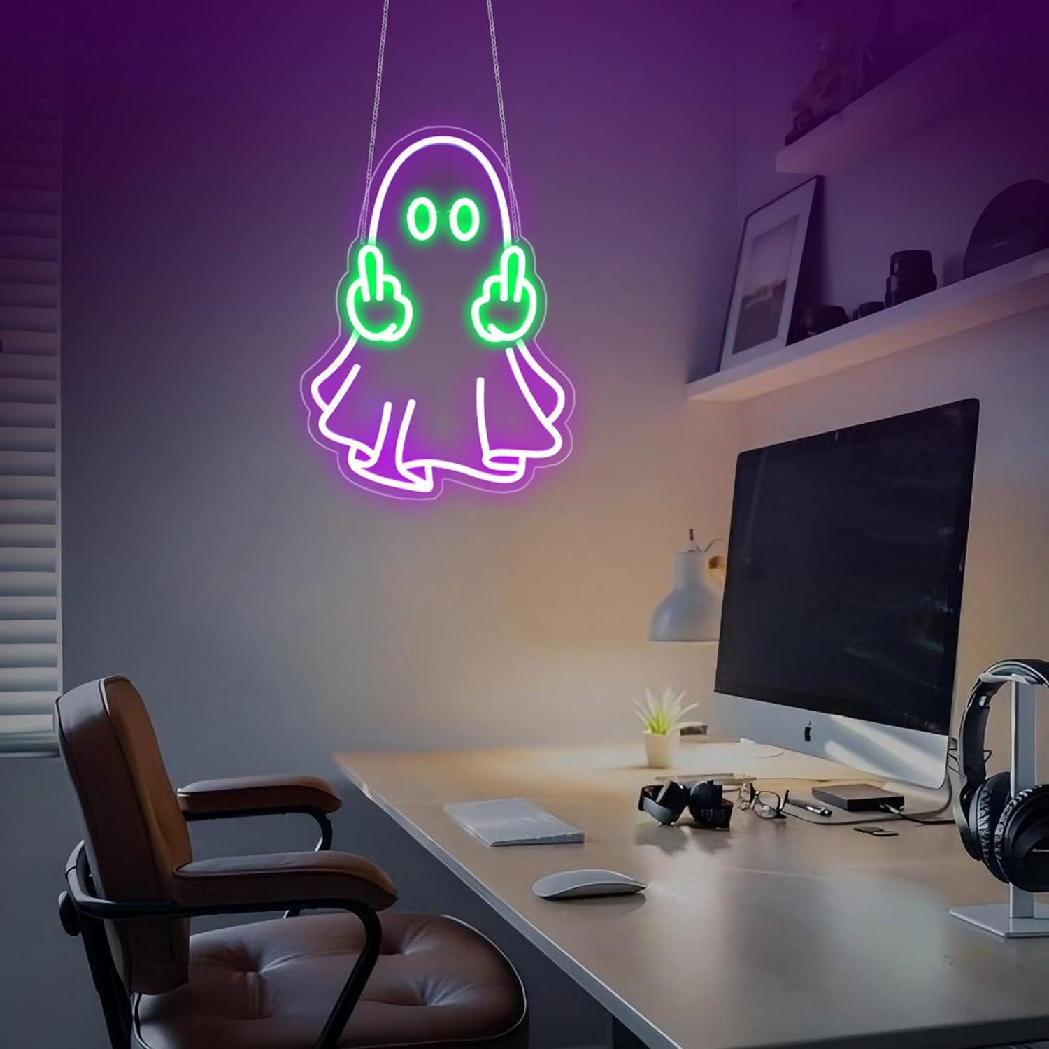 لافتة نيون على شكل شبح تعمل با - مراجعة Home Decor Lighting وسعره