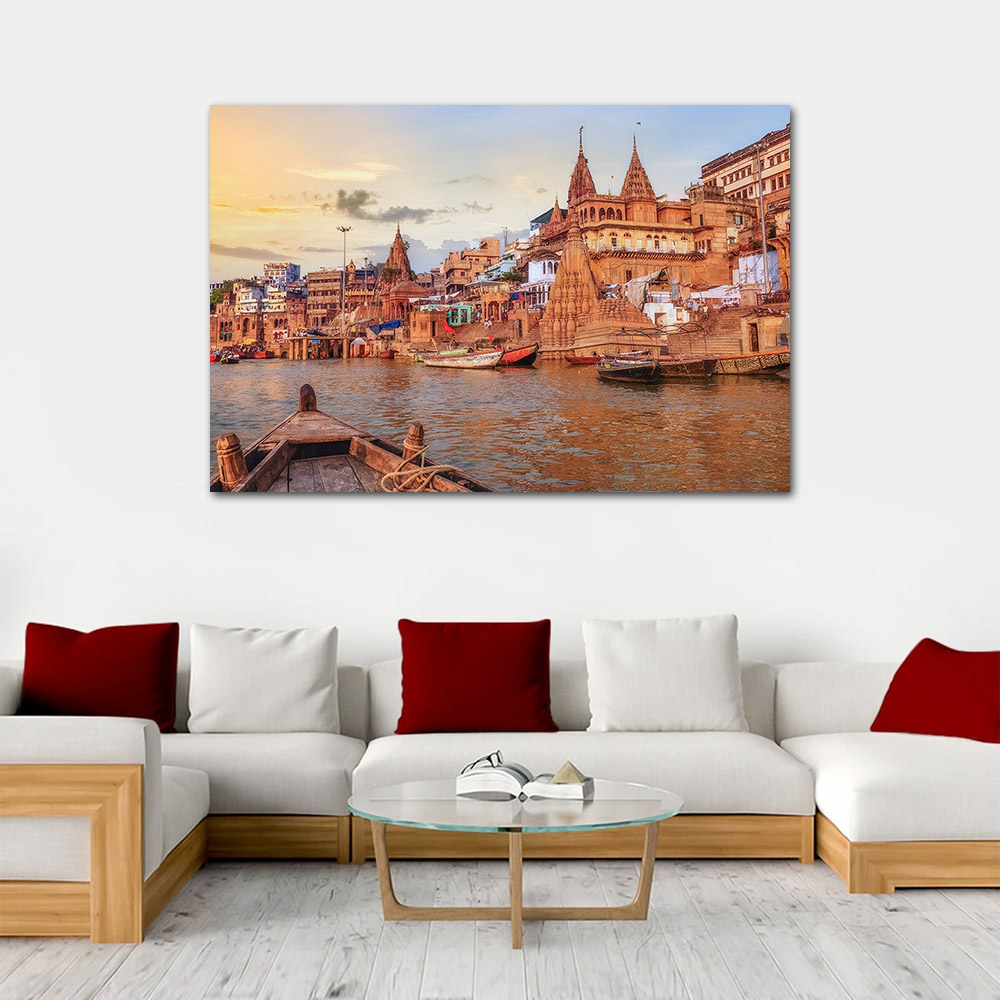 لوحة قماشية لمنظر طبيعي لمدينة - مراجعة Home Decor Varanasi وسعره