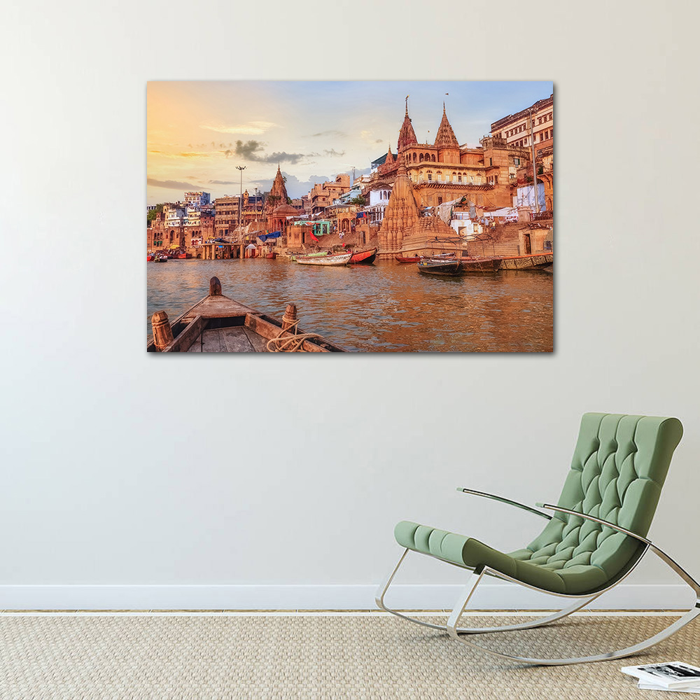 لوحة قماشية لمنظر طبيعي لمدينة - مراجعة Home Decor Varanasi وسعره